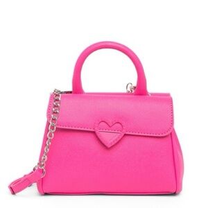 Betsey Johnson Pink Silver XOPoppy Crossbody Small Satchel Purse